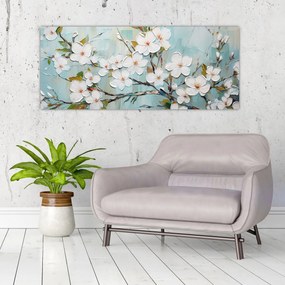 Tablou - Pictură, ramuri de copac înflorit (120x50 cm)