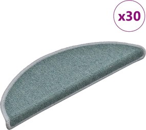 vidaXL Covorașe scări, 30 buc., 56x17x3 cm, albastru marin, semirotunde