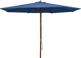 vidaXL Umbrelă de soare de exterior, stâlp din lemn, albastru, 350 cm