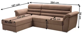 Set de canapea, ţesătură Queens maro, stânga, FABO