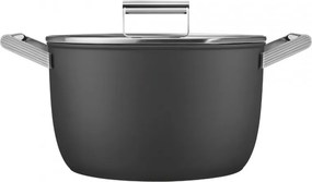 Oala cu capac SMEG CKFC2611BLM, 7,7 l, Ø26 cm, Acoperire cu teflon, Pana la 250°C, Inductie, Negru