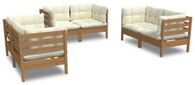 3096247 vidaXL Set mobilier de grădină cu perne, 6 piese, lemn masiv de pin