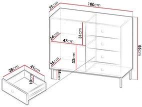 Comodă Probazzo 1D4SZ (Negru + auriu) . 1103668