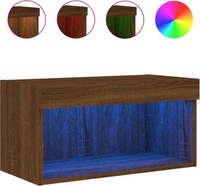 vidaXL Comodă TV cu lumini LED, stejar maro, 60x30x30 cm
