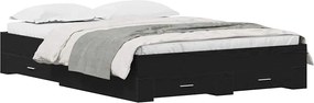 vidaXL Cadru de pat cu sertar Stejar Negru 135 x 190 cm Lemn compozit