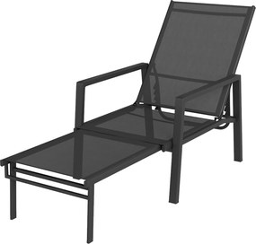 Outsunny Șezlong pliabil portabil pentru grădină cu suport extensibil pentru picioare, spătar reglabil în 5 poziții, respirabil | Aosom Romania