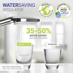 Cap de duș argintiu lucios din plastic ø 12 cm Water Saving – Wenko