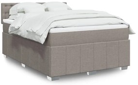 vidaXL Pat box spring cu saltea, gri taupe, 140x200 cm, textil