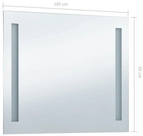 Oglinda de perete de baie cu LED, 100 x 60 cm 1, 100 x 60 cm