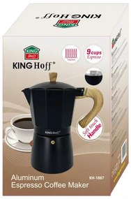 Cafetiera moka Kinghoff KH 1887, 9 cesti, 450 ml, Aluminiu, Inductie, Negru