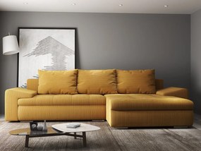 Colțar extensibil dumonde cu ladă de depozitare si sezut confortabil din spuma high-density, Leonardo Zoom Mustar 260x185 cm II