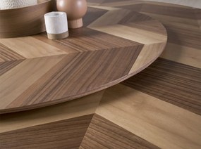 Masa rotunda cu blat central pivotant design LUX Walnut 150cm