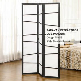 HOMCOM  Separator de camera cu 3 panouri, ecrane de confidentialitate pliabile portabile din lemn de interior | Aosom Romania
