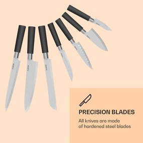 Klarstein Kitano, 8 delar Knivset med knivblock, precisionsblad