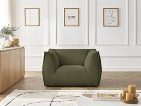 Fotoliu verde cu tapițerie din catifea reiată Giorgia – Bobochic Paris