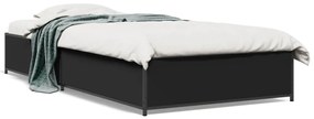 845116 vidaXL Cadru de pat, negru, 90x190 cm, lemn prelucrat și metal