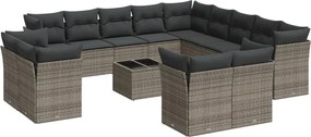 vidaXL Set mobilier de grădină cu perne, 14 piese, gri, poliratan