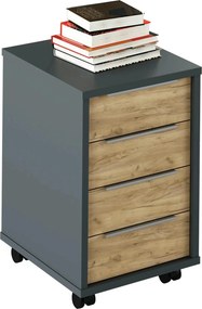 Comoda birou RIOMA NEW TYP 14, gri grafit/stejar artisan, DTD laminat/