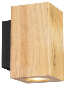 Aplică rustică din lemn pătrat cu 2 lumini - Sandy