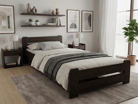 Pat de o persoana Laura 90x200 cm, nuc Saltele: Cu saltele Coco Maxi 20 cm, Somiera pat: Cu lamele drepte