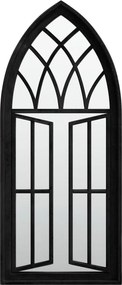 vidaXL Oglindă de grădină, negru, 70x30 cm, fier, uz exterior