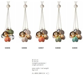 Lustra cu 6 pendule design italian realizat manual din ceramica si sticla AFOXÉ Mix