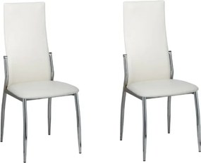 vidaXL Scaune de bucătărie, 2 buc., alb, piele ecologică