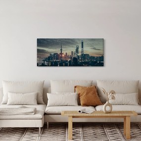 Tablou cu orașul în amurg (120x50 cm)