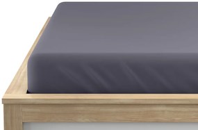 Cearsaf cu elastic din microfibra gri inchis 180x200 cm