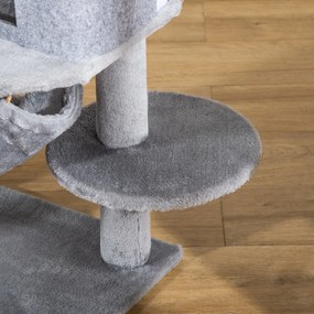 PawHut Arbore Răzuitoare pentru Pisici 48x48x107 cm Turn pentru Pisici cu Cavernă de Fetru Demontabilă Hamacă Paturi Platforme Gri | Aosom Romania