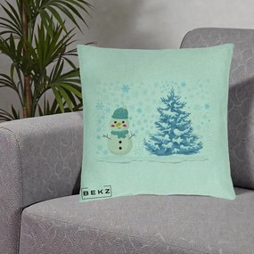 Perna Decorativa Om de Zapada si Brad Craciun, 40x40 cm, Verde Menta, Husa Detasabila, Perna Inclusa, BEKZ®