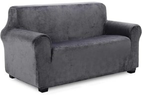 Husa elastica din catifea, canapea 2 locuri, cu brate, gri, HCCJ2-02