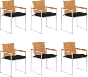 vidaXL Scaune de grădină cu perne, 6 buc., lemn masiv de acacia