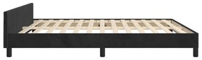 Cadru de pat cu tablie, negru, 160x200 cm, catifea Negru, 160 x 200 cm, Cu blocuri patrate