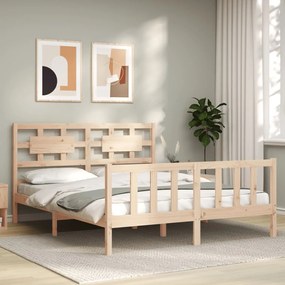 3192566 vidaXL Cadru de pat cu tăblie, 160x200 cm, lemn masiv