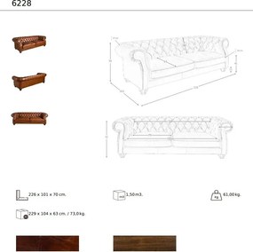 Canapea 3 locuri design italian Chesterfield piele maro