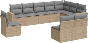 vidaXL Set canapele de grădină cu perne, 10 piese, bej, poliratan