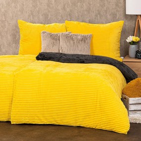 Lenjerie de pat din micro-flanelă 4Home Stripe, galben, 140 x 200 cm, 70 x 90 cm
