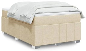 vidaXL Pat continental cu saltea, crem, 120x190 cm, textil