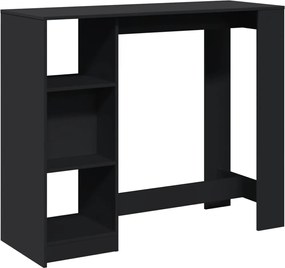 vidaXL Masă de bar cu raft, negru, 124x46x103,5 cm, lemn prelucrat