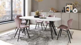 Mazzoni ALDO Alb Mat/picioare negre - MASĂ ROTUNDĂ STIL LOFT PENTRU SALON/SUFRAGERIE EXTENSIBILĂ CU PICIOARE ÎN FORMĂ DE "Y"