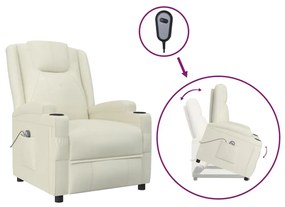 3124569 vidaXL Fotoliu cu ridicare, crem, piele ecologică