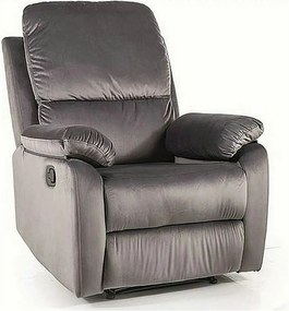 Fotoliu recliner SPENCER 1, gri/negru, stofa catifelata/metal, 80x94/1