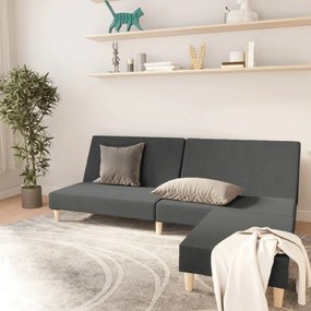 3080466 vidaXL Canapea extensibilă cu taburet, cu 2 locuri, gri închis, textil