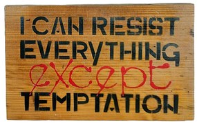 Tablou cu text Temptations, 27x16cm