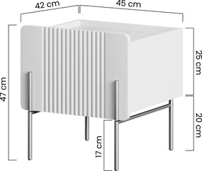 Noptieră Malmi 45 cm cu sertar - cașmir / picioare aurii