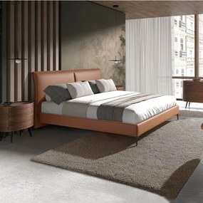 Pat dublu tapitat design LUX Brown 180x200cm