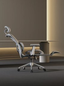 RESIGILAT- Scaun ergonomic, functie translatie sezut, cotiere reglabile 3D, tetiera 3D, suport lombar 3D Adaptive, pivotant, suport picioare, Gri