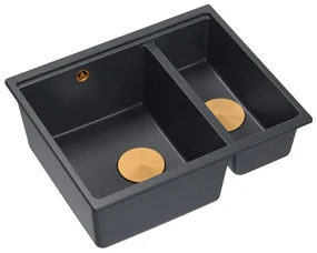 Chiuveta compozit sub blat Quadron Logan 150 negru diamant - cupru 56x46 cm