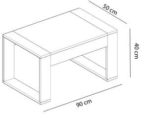 Măsuță de cafea RETRO 40x90 cm albă/maro